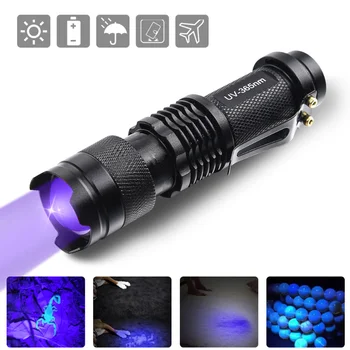 UV Žibintuvėlis LED Ultravioletinė Fakelas Zoomable Mini ultravioletinės Šviesos Tikrinimo Lempą Augintinio Šlapimo Dėmių Detektorius Įrankiai 395/365nm
