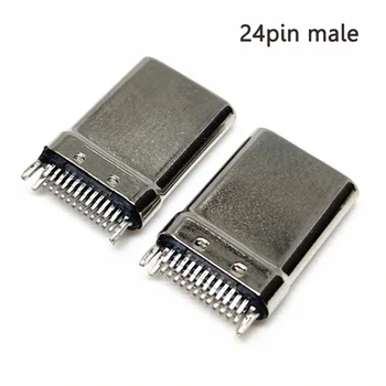 100vnt USB 3.1 Tipas-C Įtvaras Miniatiūriniai Ruožas Besiūlių Jungtis 24 Pin Male Kištuko Lizdas Uodega Plug Jungtis