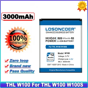 LOSONCOER 3000mAh W100 Ličio-jonų Atsarginę Bateriją THL W100 W100S Mobiliojo Telefono Baterija Bateria