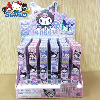24pcs/Box Sanrio Gelio Rašikliai Hello Kitty Kuromi Cinnamoroll Roller Ball Pen mokyklinės prekės, Raštinės reikmenys Didmeninė Anime Gelio Rašiklis Dovanų