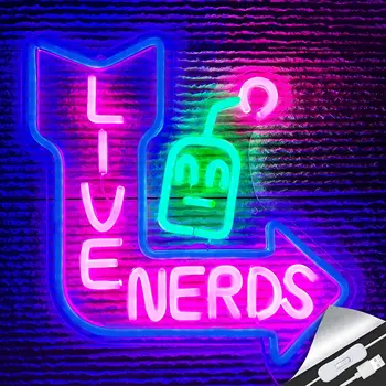 Live Moksliukai Neoninis Ženklas Sienų Dekoras Robotas Šviesos Ženklai, Miegamojo Gyventi Baras Vyras Urvas Gyvenimo Kambario Sienos Kabo Fone Apdaila
