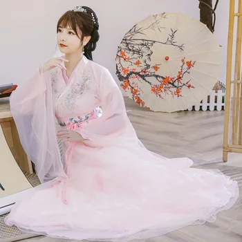 Kinijos Hanfu Kostiumas Pasakų Suknelė Cosplay Tradicinis Festivalis Dienoraštis Šiuolaikinių Drabužių Moterims Rausva Balta Spalva