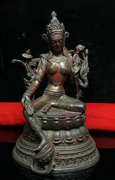 Surinkti Kinijoje Budizmas Tibeto Šventykla Bronzos Žalioji Tara Kwan-Yin Budos Statula