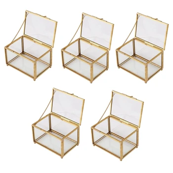5X Geometrinis Stiklo Stiliaus Papuošalų Dėžutė Lentelė Konteinerių Rodyti Papuošalai, Suvenyrai Namų Konteinerių Saugojimo Ewelry