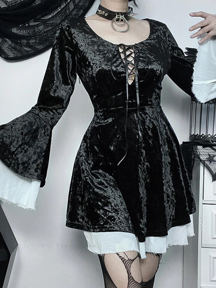 InsGoth Gotikos Nėrinių Aksomo Karalienės Suknelės Renesanso Kostiumų Moterų Viduramžių Ragana Vintage Suknelė Cosplay Šalies Aprengti
