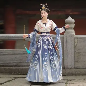 Hanfu Suknelė Moterims Senovės Kinų Tradicinės Cosplay Kostiumų Vasaros Mėlyna ir Rožinė Suknelė Šokių Suknelė Plius Dydis XL