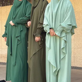 Abaja Ir Khimar Nustatyti Jilbab 2 Gabalas Ramadanas Ilga Suknelė, Hijab Musulmonų Maldos Drabužius Jilbabs Moterims, Turkijos Islamo Dubajus Apranga
