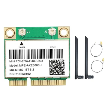 DLP-AXE3000H WiFi Kortelę+Dual WiFi Antenos 6E 2400Mbps Mini PCI-E BT 5.3 802.11 AX 2.4 G/5G/6Ghz Wlan Tinklo plokštė