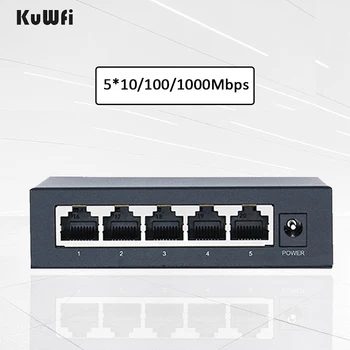 KuWFi Gigabit Switch 5 Uostą 100Mbps 1000Mbps Ethernet Jungiklis Greitai RJ45 LAN Ethernet 