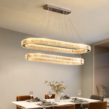 Modernūs, Prabangūs LED Kristalų Liustra Vila Restoranas Virtuvės Ovalo formos Sietynas Patalpų Baras Apšvietimo Šviestuvo