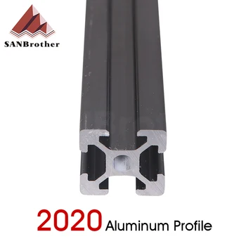 1PC JUODA 2020 m. Europos Standartą Anoduoto Aliuminio Profilių Ekstruzijos 100mm - 800mm Ilgio Tiesinių Geležinkelių 500mm už CNC 3D Spausdintuvas