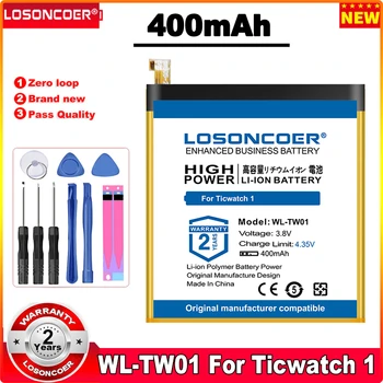 LOSONCOER 400mAh WL-TW01 Baterija Ticwatch 1 Baterijos