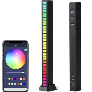 Balso App Kontrolės USB Nuskaitymo Ritmas, Šviesos RGB Led Stereo Muzikos, Šviesos, Muzikos Spektro LED Šviesos Automobilių Žaidėjas Atmosfera Lempos