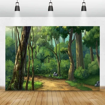 Laeacco Animacinių Filmų Miško Medžių Pasaką Kūdikio Gimtadienio Kambarys Decro Fotografija Tapetai Fotografijos Backdrops Fotostudija