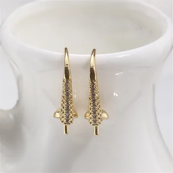 14K aukso auskarai tuščias turėtojas, padengtą tikro aukso K aukso amatų cirkonis perlas auskarai temperamentas auskarai 