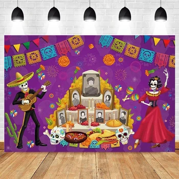 Mirusiųjų dienos Fonas Meksikos Cukraus Kaukolės Nuotrauka Fone Dia DE Los Muertos Dress-up Dekoracijos Reklama