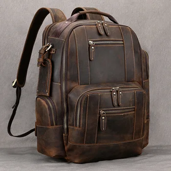 Vintage mados natūralios odos vyrai, kelionės krepšys prabanga kuprinė kompiuterio bagpack dizaineris pečių maišą vyrų daugiafunkcį krepšys