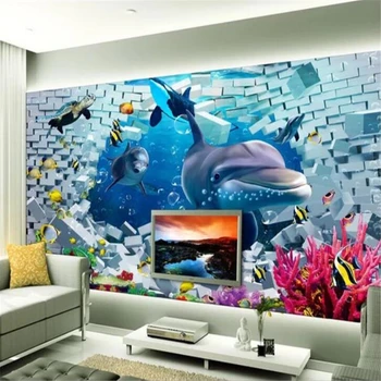 beibehang Užsakymą tapetai, 3d foto freskos povandeninį pasaulį fantazija, 3D stereo sofa fono sienos tapetai, dekoratyvinis dažymas