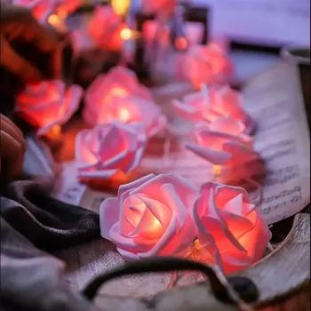 Girlianda Vestuvių Girlianda LED Rožių Gėlių Šviesos Pasakų String ES Plug 3m 6m Kalėdų Žiburiai Valentino Kambarys Šalies Apdaila