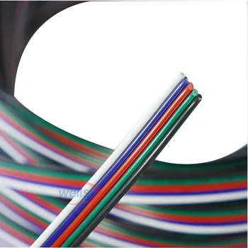 5m 10m, 20m 5pin kabelis viela RGB Pratęsimo Mėlyna/Raudona/Balta/Žalia/Juoda RGBW 3528 SMD 5050 Led RGB šviesos juostelės