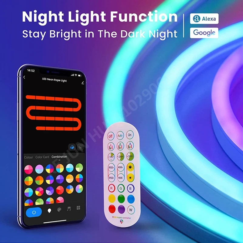 RGB Neonas, Juostelės 36W WIFI Smart LED Neon Lyno Šviesos 