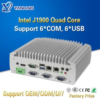 Yanling Ventiliatoriaus Pramonės Box Mini PC Intel Celeron J1900 Quad Core Dual Lan Linux Micro Kompiuterio pagalba RS232 RS485 COM