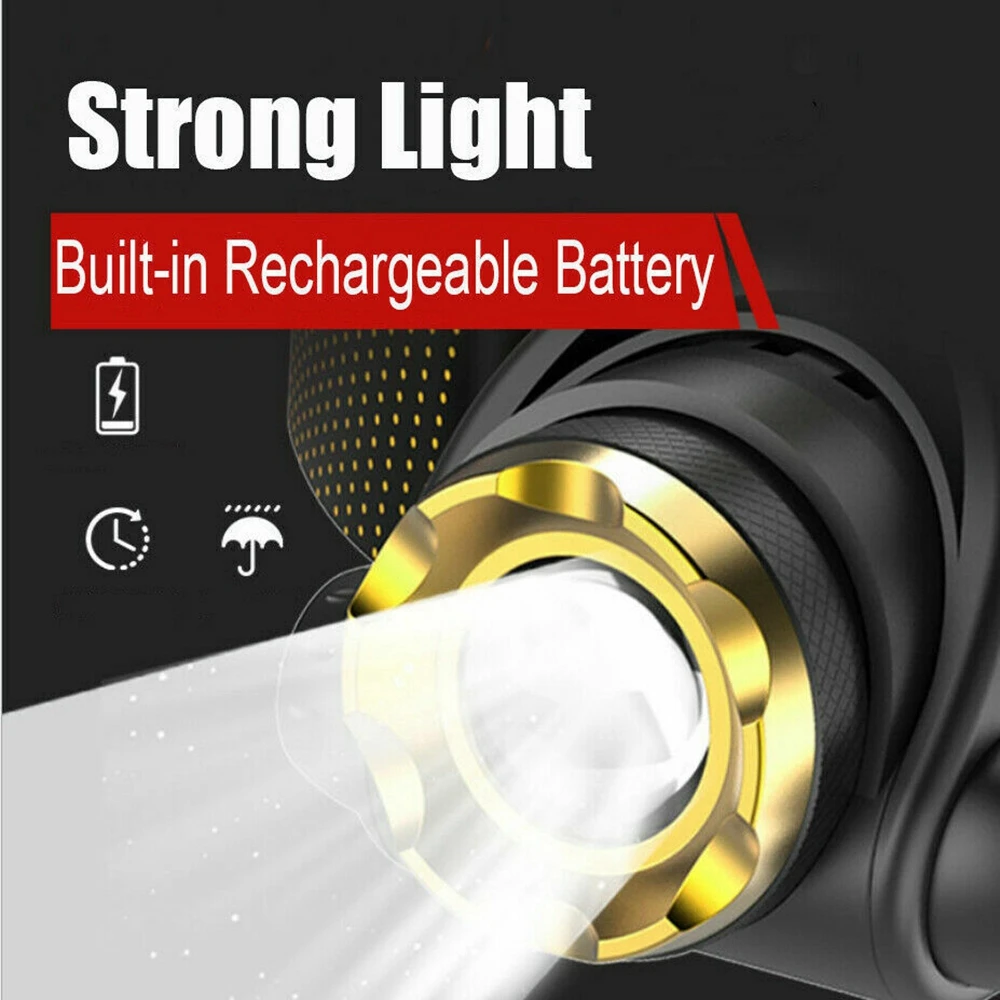 Super Ryškus LED Žibintai USB Įkrovimo įmontuota Baterija Stiprus priekinis žibintas Zoom Galvos Montuojamas Žibinto Lempa Žibintuvėlis Naktį Naudoti