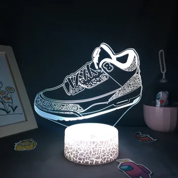 Sportbačiai 3D LED Neon Naktį Žibintai Šalies Klubas Apdailos USB naktinė lempa Stalo Lavos Futbolo Lempa 16 Spalvų Coolboy Gimtadienio Dovanos