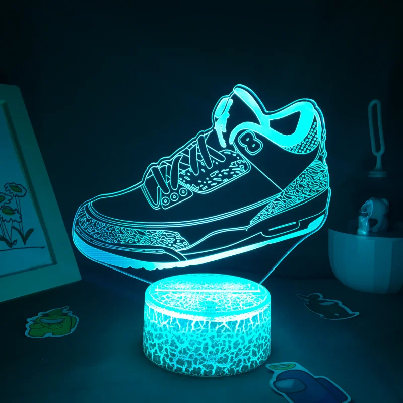 Sportbačiai 3D LED Neon Naktį Žibintai Šalies Klubas Apdailos USB naktinė lempa Stalo Lavos Futbolo Lempa 16 Spalvų Coolboy Gimtadienio Dovanos
