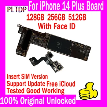 Išbandyta Bei iPhone 14 Plus pagrindinė Plokštė Su/No Face ID Paramą Atnaujinti 5G 4G Logicboard Originalus, Atrakinta Mainboard 128G 256G
