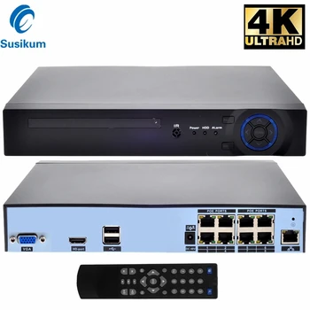 H. 265 4K 8MP VAIZDO POE NVR Recorder 4CH 8CH IP Saugumo POE Tinklo Vaizdo įrašymo XMEye APP IP Stebėjimo kamerų Sistema