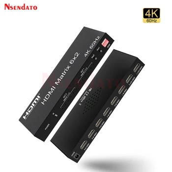Matricos Switch HDMI 6x2 4k 60Hz profesional HDMI Matricos Jungiklis Splitter 6 2 su HDMI Audio Video Switcher PC stebėti