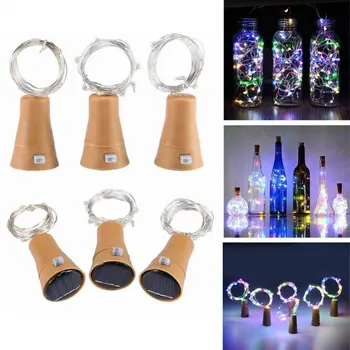 10 LED Naujos Mados Solar-powered Vyno Butelio Kamštis-formos String Žvaigždžių Šviesos Naktį Pasakų Apšvietimo Lempos Kalėdos Kalėdų žiburiai