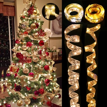 Juostelės Pasakų Šviesos Kalėdinė Dekoracija Kalėdų Eglučių Papuošalai, Namų 2023 Lankai String Žibintai Navidad Gimdymo Naujųjų Metų 2024