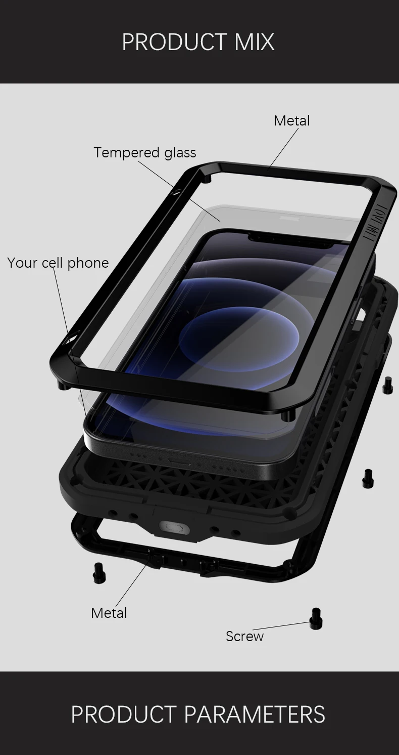 Dropshipping Galingas Atveju IPhone, 12 Mini Metalo Šarvai Šoko Purvo Įrodymas, Vandens, Telefono Dėklai IPhone 12 Pro Max 6.1