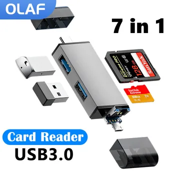 Olaf 7 in 1 OTG Micro SD Kortelių Skaitytuvą, USB 