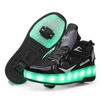 Berniukų, Mergaičių Roller Batai LED lemputės USB Įkrovimo Vaikų skrituļslida Atsitiktinis Riedlenčių Batai Sportiniai Batai Vaikams Sportbačiai