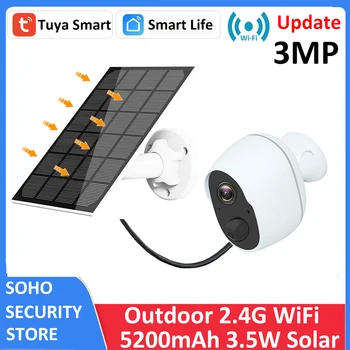 Tuya Smart Gyvenimo Įkrovimo Baterija (akumuliatorius IP65 Lauko Belaidžio WIFI 3MP IP Stebėjimo CCTV Apsauga, Saulės Kamera su Sirena