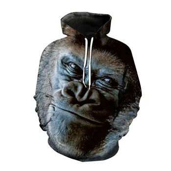 Pora atsitiktinis gobtuvu megztiniai, naujų užsienio prekybos anime, juokinga gorila 3D skaitmeninis spausdinimas, pora atsitiktinis gobtuvu