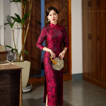 Yourqipao Vasaros 2023 Šiuolaikinės Cheongsam Elegantiška Vintage Red Qipao Kinų Tradicinį Stilių Vakarą Vestuvių Suknelė Moterims Šalis